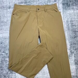 CRZ Yoga Pants Mens 38 (36x32) Tan Brown Performance Stretch Chino Commuter Tech